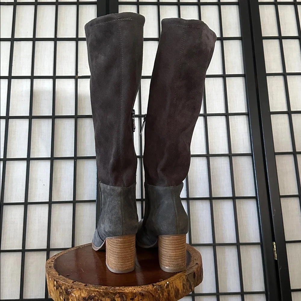 Blondo Waterproof Knee High Boots Charcoal Suede Leather Soft Calf 9B Like New